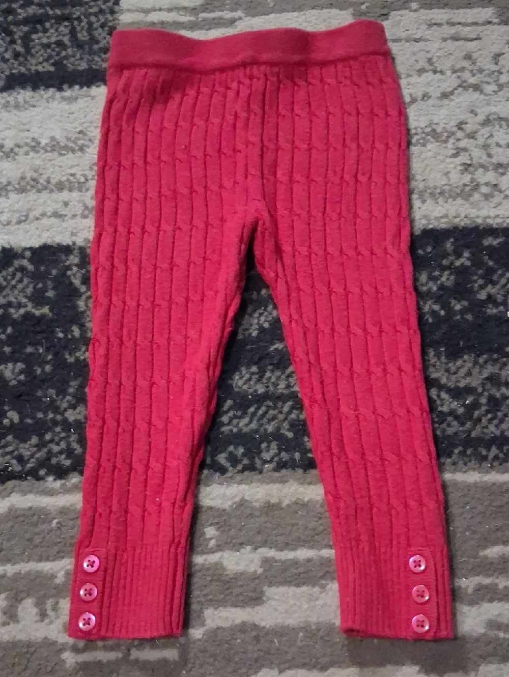 Xhilaration Girls Hot Pink Cable Knit Leggings with Button Hem